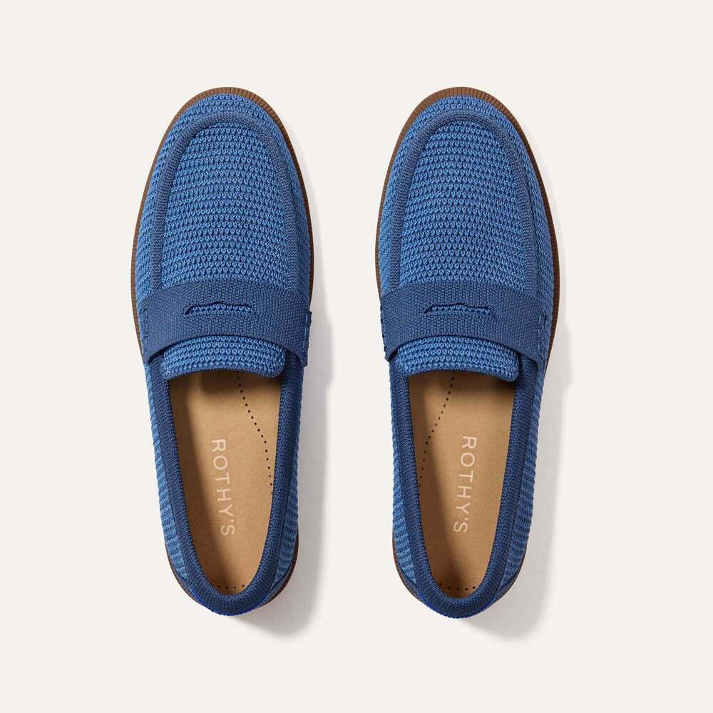 Rothy's The Penny Loafer - Blue Raffia-Knit Size 8.5